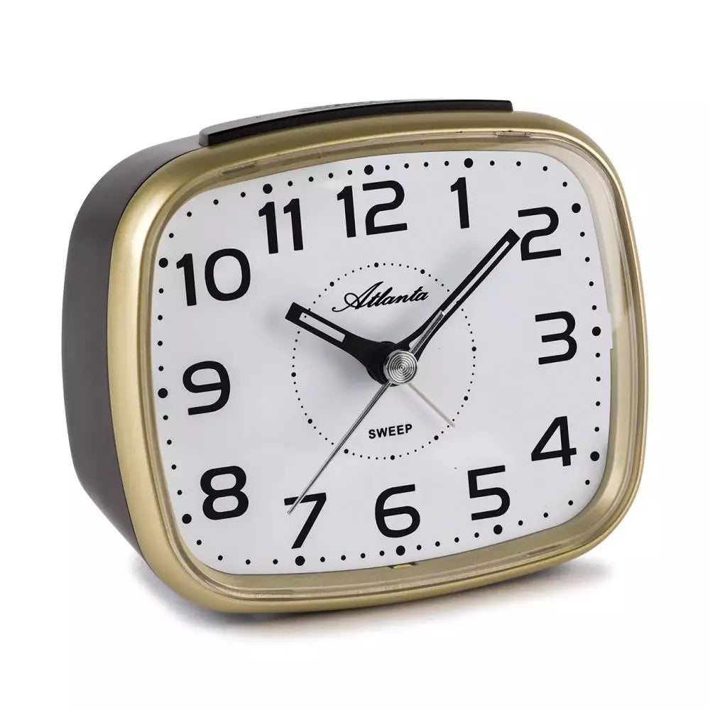 Alarm clock quartz gold-colored square