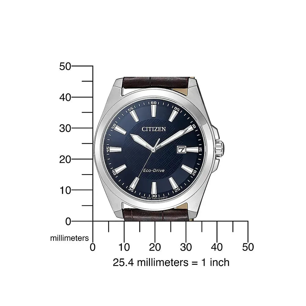 Citizen Herren-Solaruhr Edelstahl mit blauem Zifferblatt.