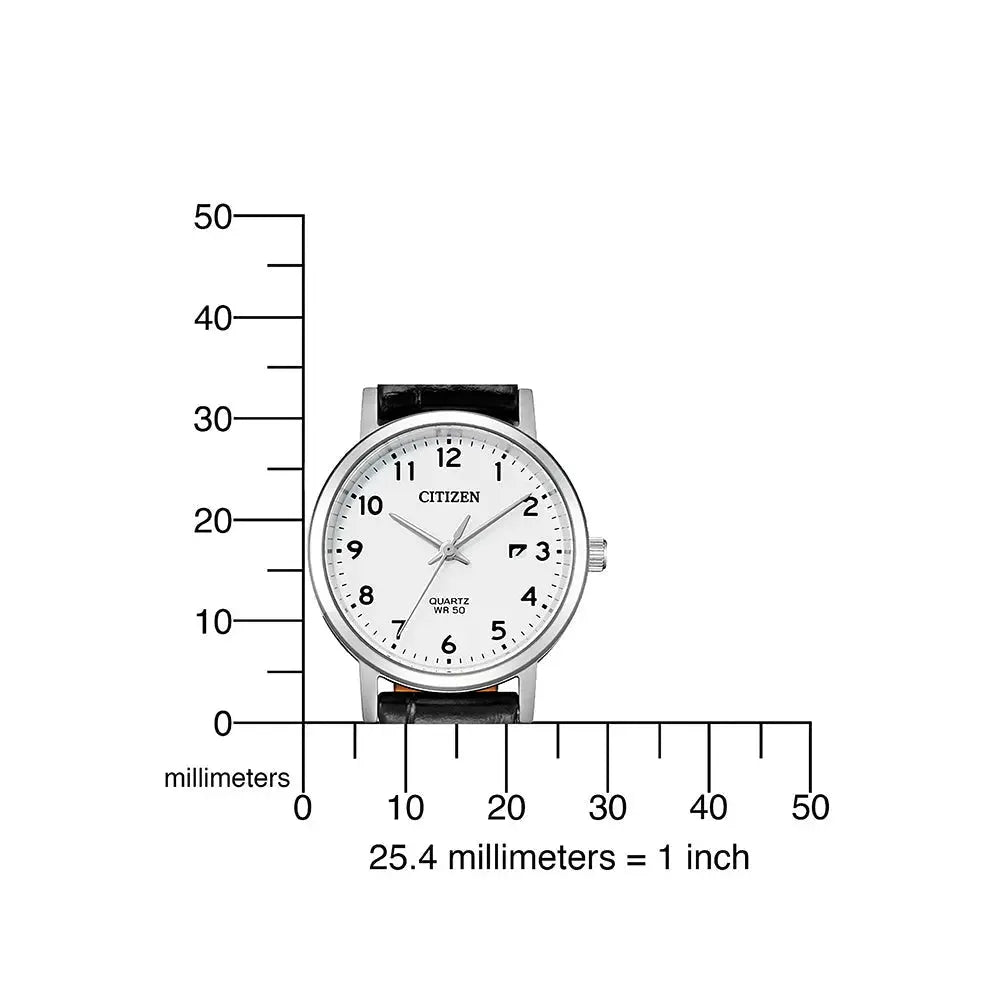 Citizen Damen-Quarzuhr Edelstahl mit weißem Zifferblatt.