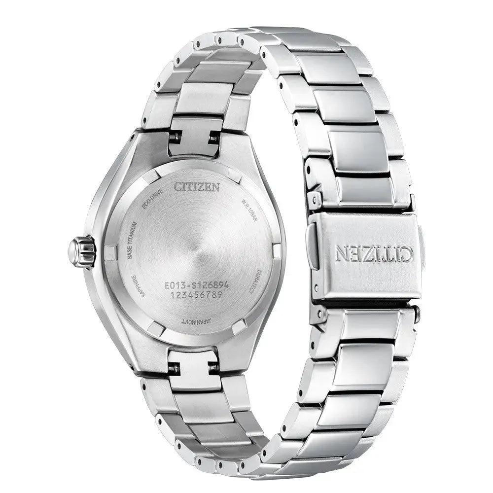 Citizen Damenuhr-Quarz Solar Weiß mit Super-Titanium-Armband.