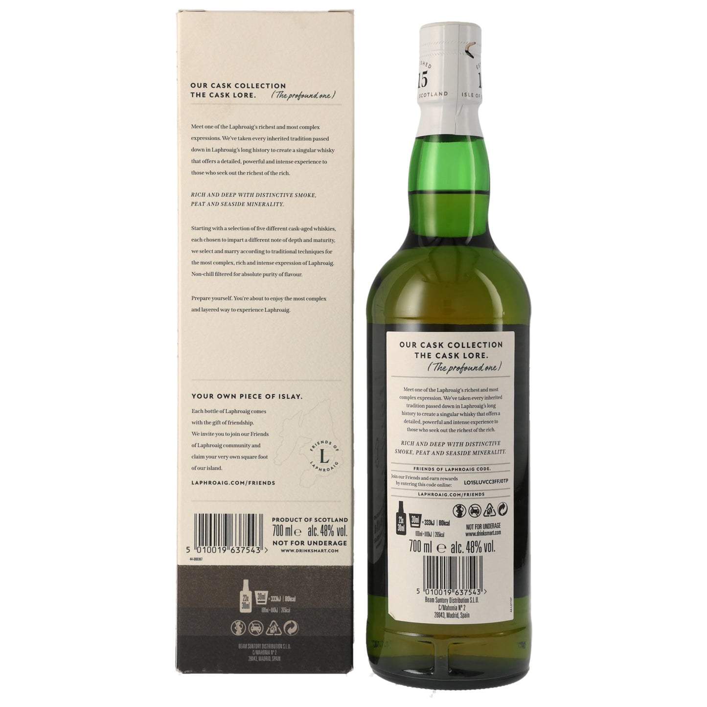 Laphroaig The Cask Lore Single Malt Whisky 0.7L Hinten Bendixen-Braun – Dein Fachgeschäft für Spirituosen in Augsburg