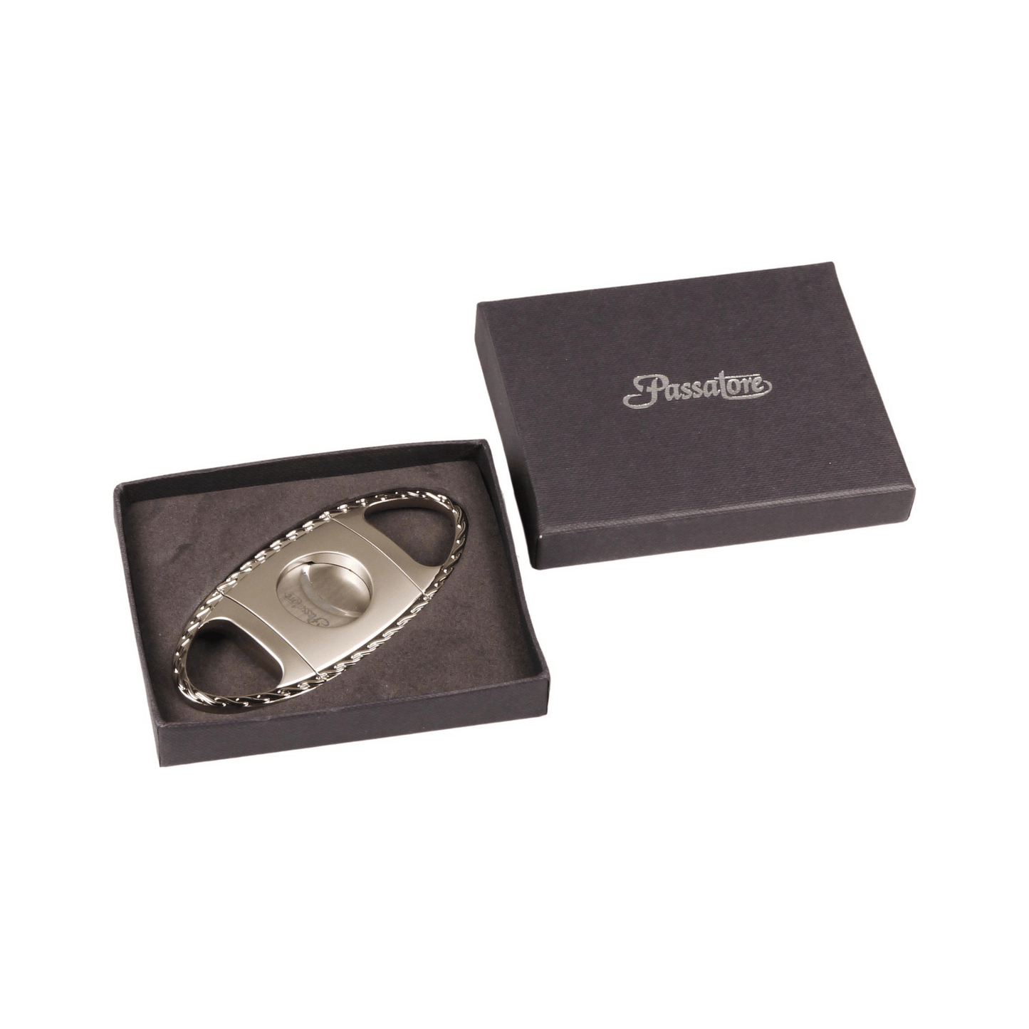 Passatore Zigarren-Abschneider Chrom Matt Geschenkverpackung Bendixen-Braun – Dein Fachgeschäft für Zigarren in Augsburg