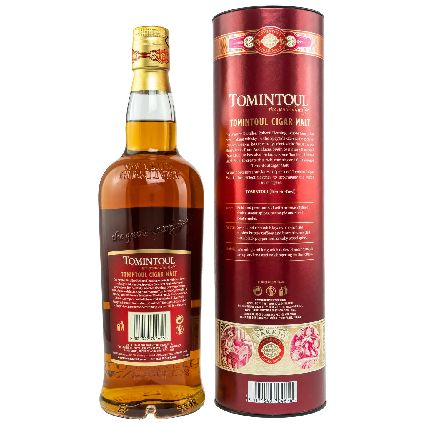 Tomintoul Cigar Malt Speyside Single Malt Whisky Hinten Bendixen-Braun – Dein Fachgeschäft für Zigarren und Spirituosen in Augsburg