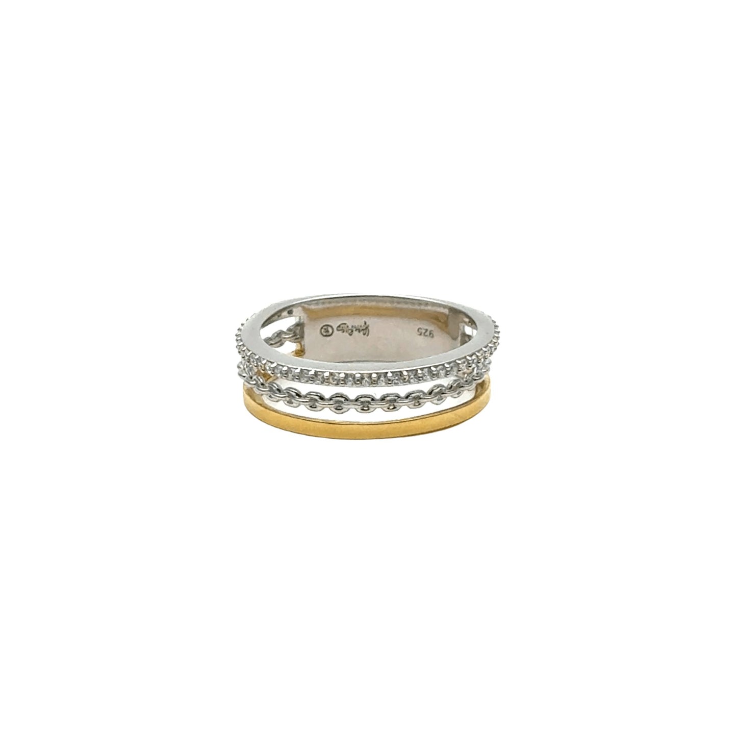 Yvette Ries Ring Silber bicolor Ketten-Optik Bendixen-Braun – Dein Juwelier in Augsburg Schmuck