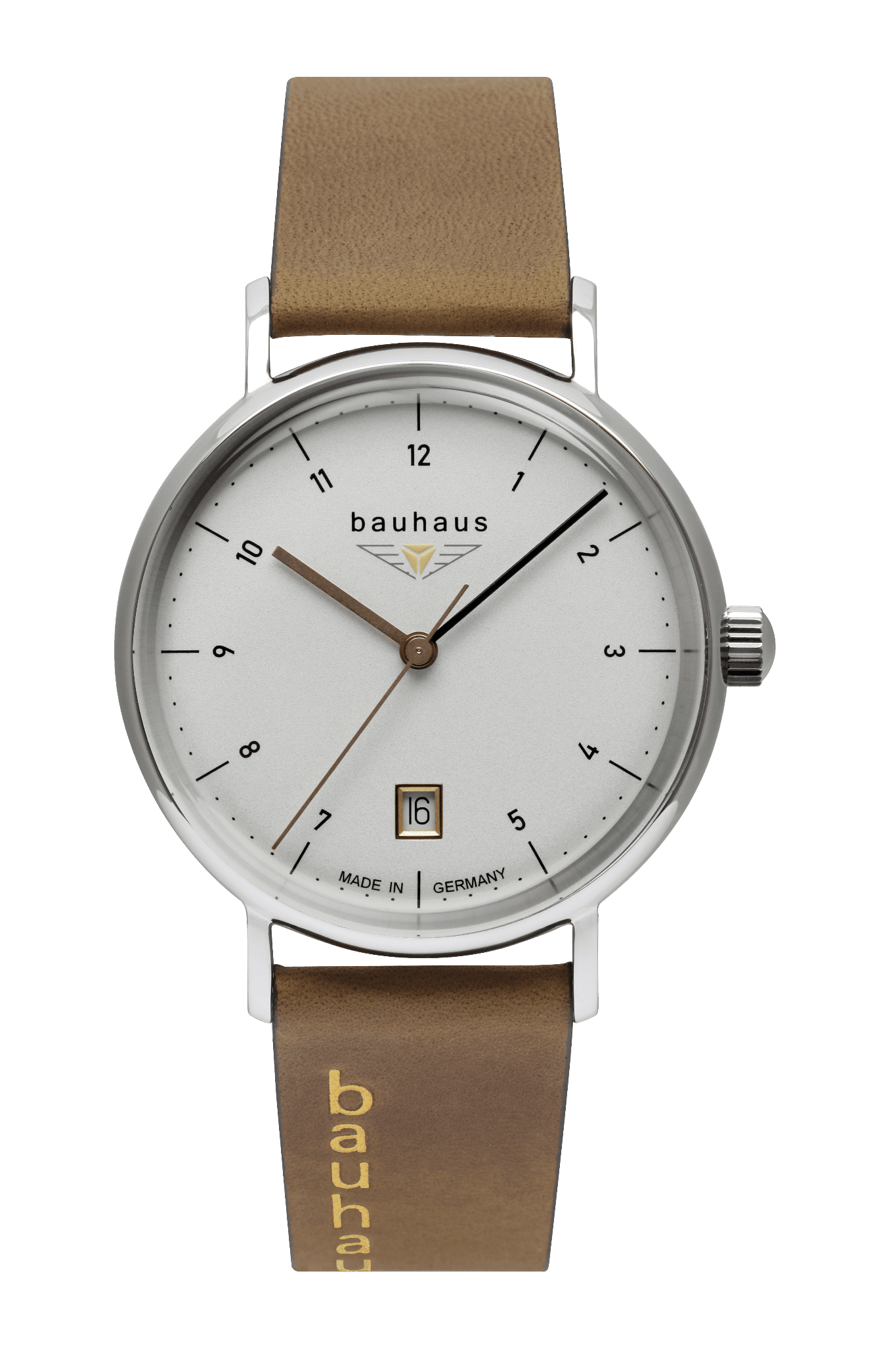 Bauhaus 2141-1 Quarzuhr im Bauhaus-Stil hell Bendixen-Braun – Dein Juwelier in Augsburg Uhren