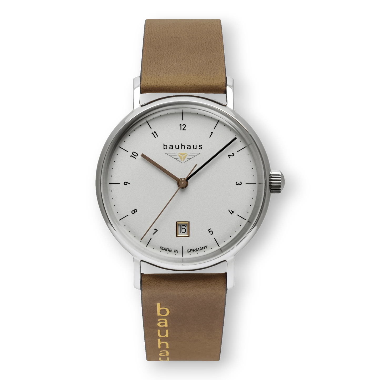 Bauhaus 2141-1 Quarzuhr im Bauhaus-Stil hell Bendixen-Braun – Dein Juwelier in Augsburg Uhren