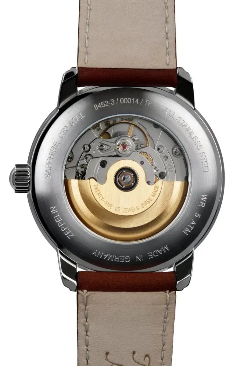 Zeppelin Herrenuhr-Automatik Blau mit Leuchtzeigern.