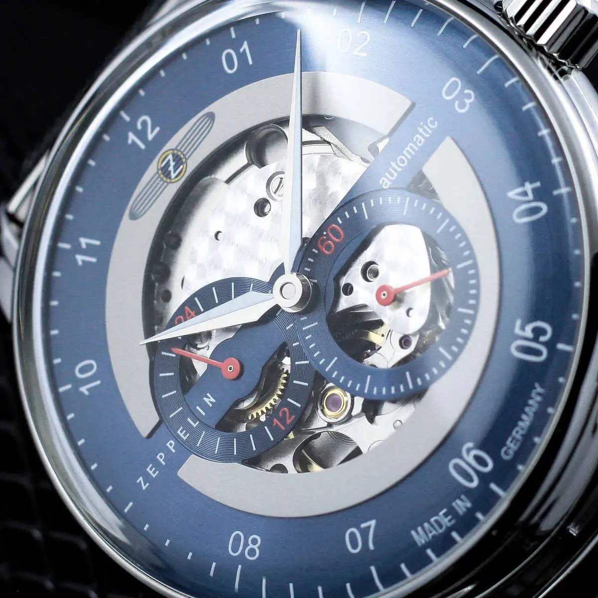 Zeppelin Herren-Armbanduhr Automatik New Captain's Line Silber.