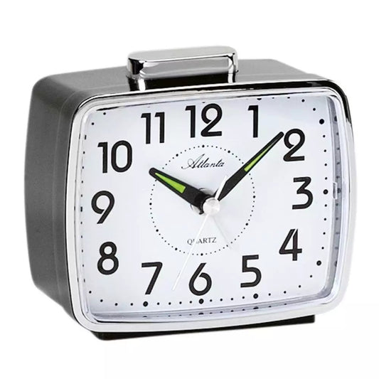Alarm clock quartz top shelf black square