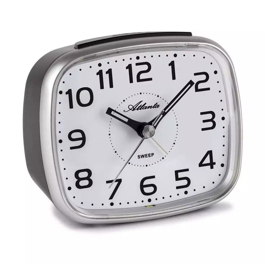 Alarm clock quartz silver square
