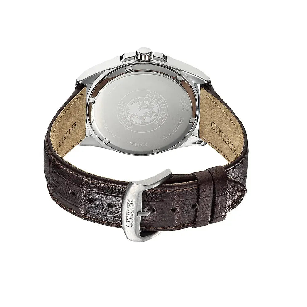 Citizen Herren-Solaruhr Edelstahl mit blauem Zifferblatt.