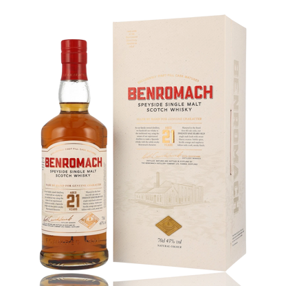 Benromach 21 Jahre Single Malt Whisky 0.7L Front Bendixen-Braun – Dein Fachgeschäft für Zigarren und Spirituosen in Augsburg
