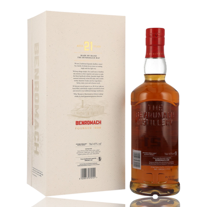 Benromach 21 Jahre Single Malt Whisky 0.7L Hinten Bendixen-Braun – Dein Fachgeschäft für Zigarren und Spirituosen in Augsburg