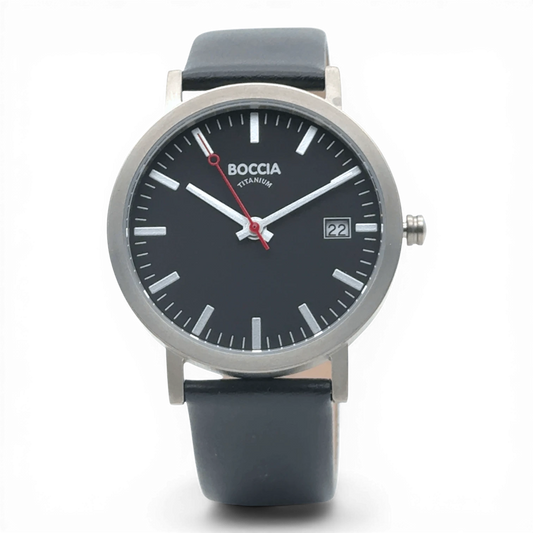 Boccia3670-01 Quarz Titanuhr im Bahnhof-Stil Schwarz Front Bendixen-Braun Uhren Augsburg