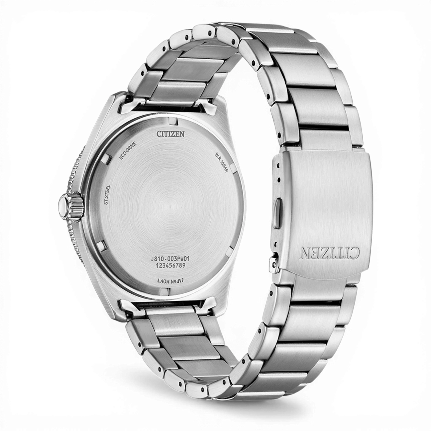Bendixen-Braun Citizen men's solar dive watch with yellow dial, stainless steel case and bracelet, eco-drive technology.