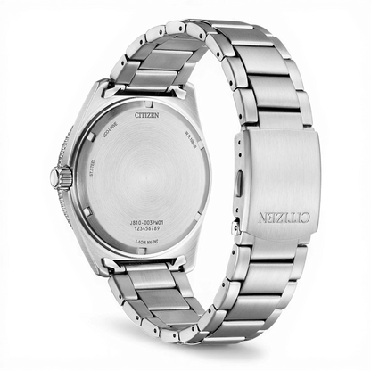 Bendixen-Braun Citizen men's solar dive watch with yellow dial, stainless steel case and bracelet, eco-drive technology.