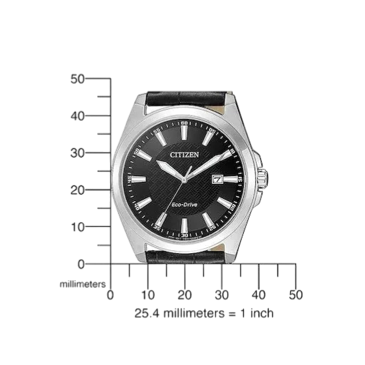 Citizen Herrenuhr Solar mit Lederarmband in Schwarz. Elegantes Design mit Eco-Drive-Technologie, silbernem Gehäuse und Datumsanzeige.