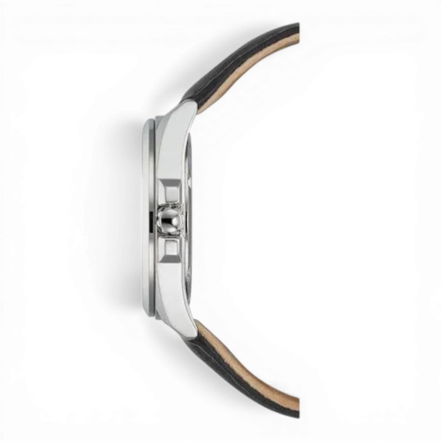 Citizen Herrenuhr Solar mit Lederarmband in Schwarz, Seitenansicht. Edles Design mit schlankem Gehäuse, erhältlich bei Bendixen-Braun.