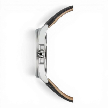 Citizen Herrenuhr Solar mit Lederarmband in Schwarz, Seitenansicht. Edles Design mit schlankem Gehäuse, erhältlich bei Bendixen-Braun.