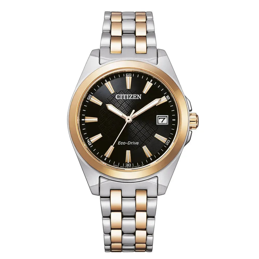 Citizen Damen-Solaruhr Bicolor Roségold-Silber.