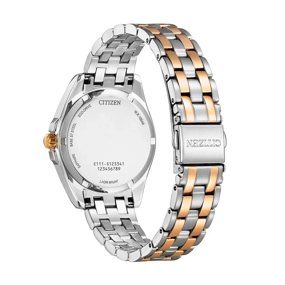 Citizen Damen-Solaruhr Bicolor Roségold-Silber.