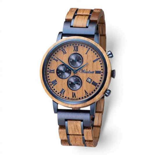 Herrenuhr Chronograph – Quarzwerk – Gehäuse aus Rumfassholz – Bendixen-Braun | Dein Juwelier in Augsburg