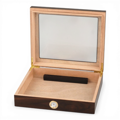 Humidor Glasdeckel für ca. 20 Zigarren Walnut Finish offen Bendixen-Braun Zigarrenzubehör und Zigarren Augsburg und Online