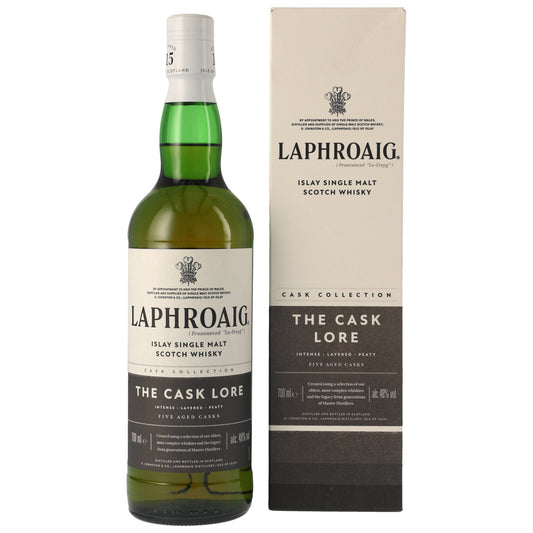 Laphroaig The Cask Lore Single Malt Whisky 0.7L Front Bendixen-Braun – Dein Fachgeschäft für Spirituosen in Augsburg