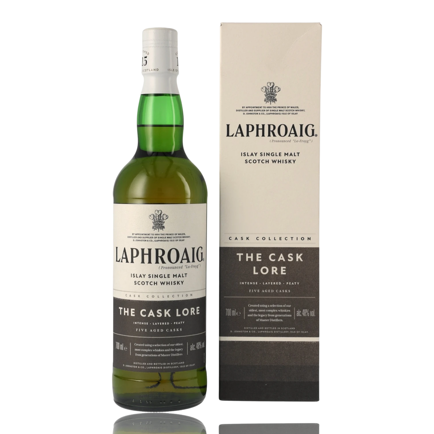 Laphroaig The Cask Lore Single Malt Whisky 0.7L Front Bendixen-Braun – Dein Fachgeschäft für Spirituosen in Augsburg