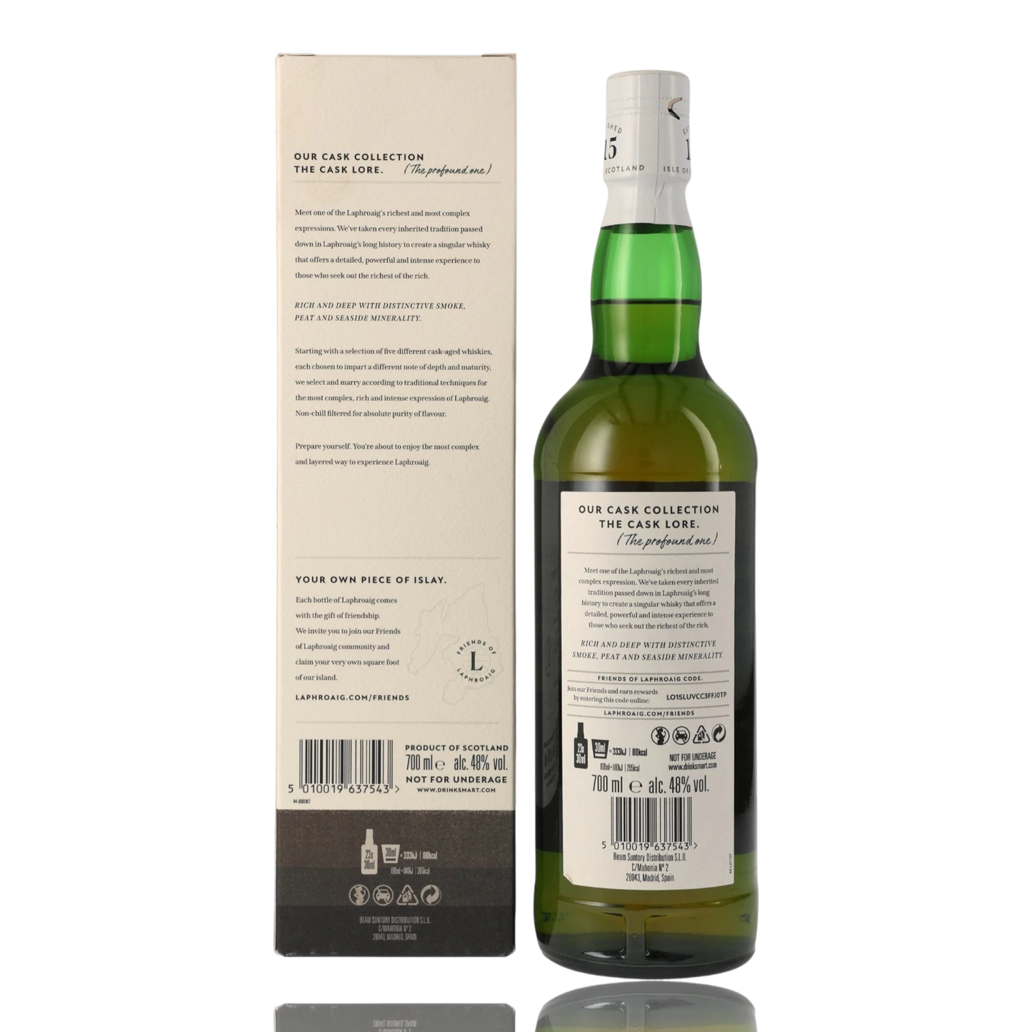 Laphroaig The Cask Lore Single Malt Whisky 0.7L Hinten Bendixen-Braun – Dein Fachgeschäft für Spirituosen in Augsburg