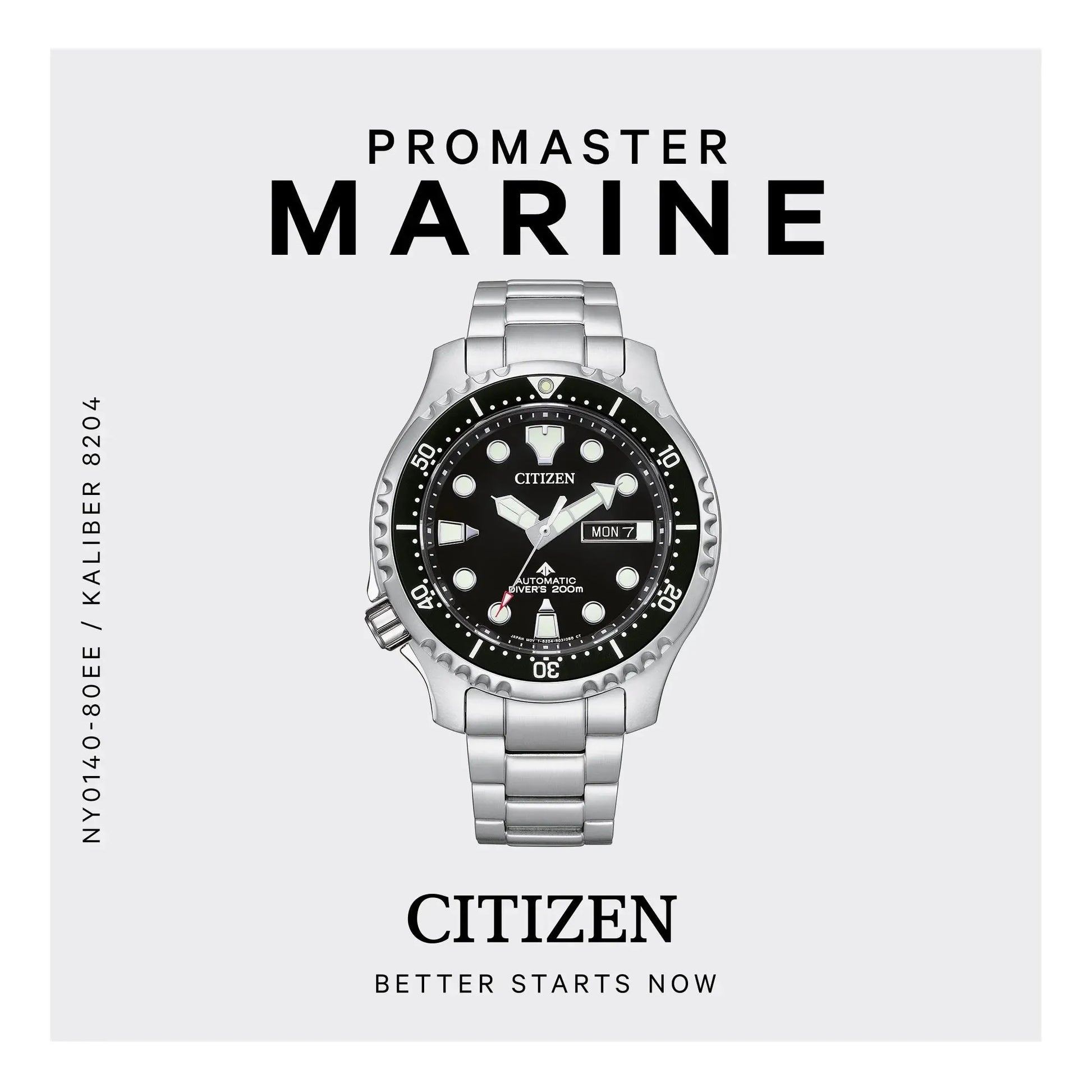 Werbebild der Citizen Herren-Automatikuhr Promaster Marine mit Modellnummer NY0140-80EE. Stilvolle und funktionale Taucheruhr für Herren.