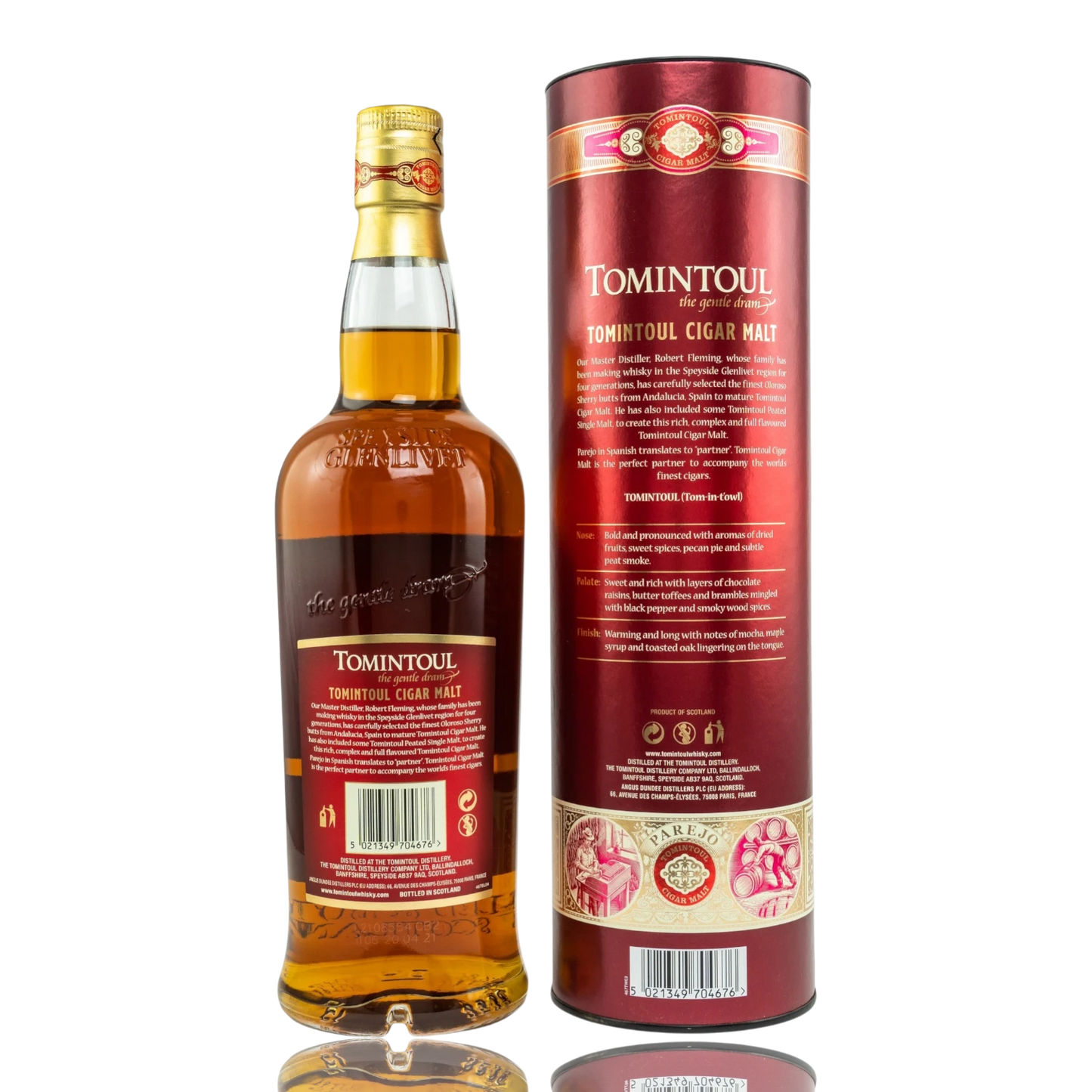 Tomintoul Cigar Malt Speyside Single Malt Whisky Hinten Bendixen-Braun – Dein Fachgeschäft für Zigarren und Spirituosen in Augsburg
