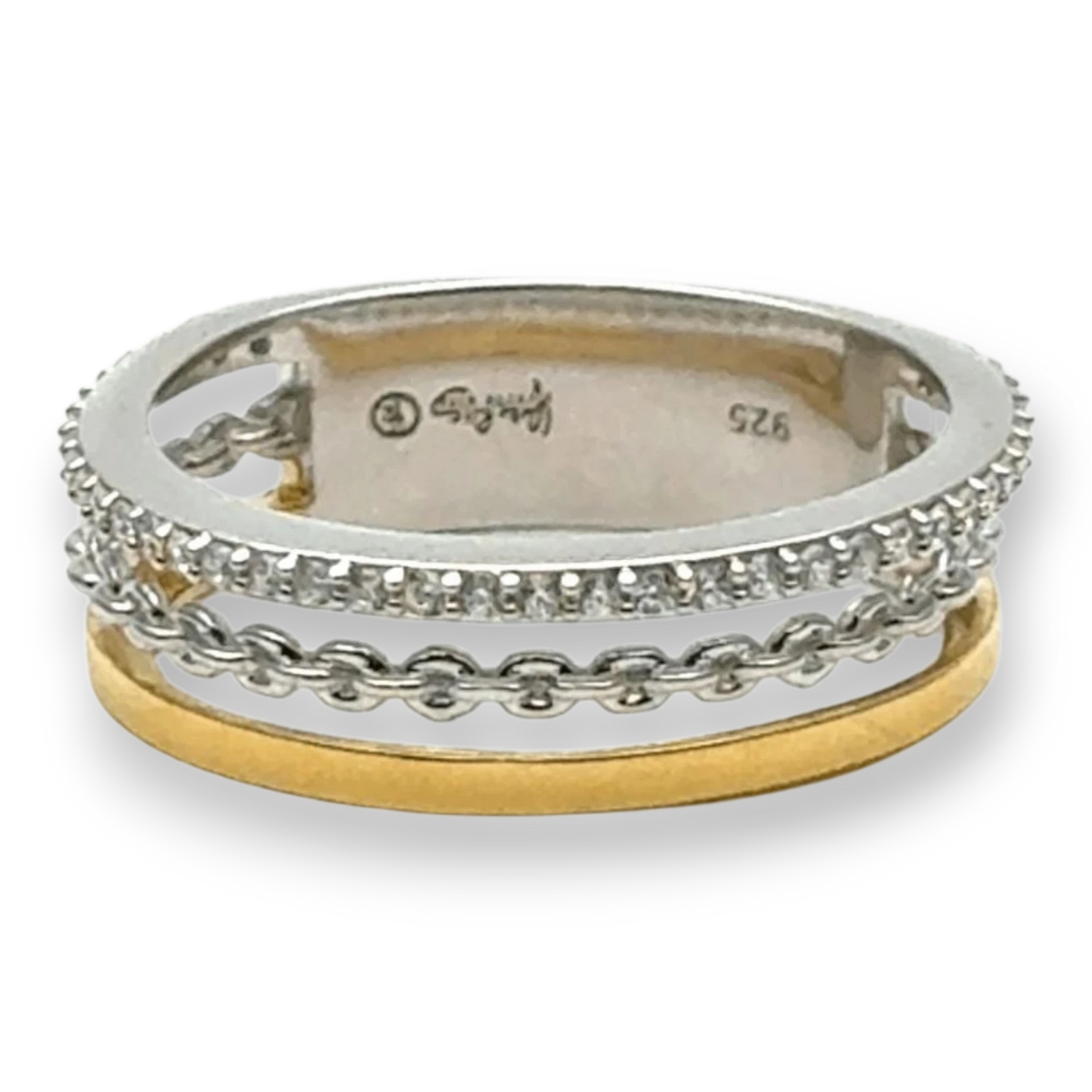 Yvette Ries Ring Silber bicolor Ketten-Optik Bendixen-Braun – Dein Juwelier in Augsburg Schmuck