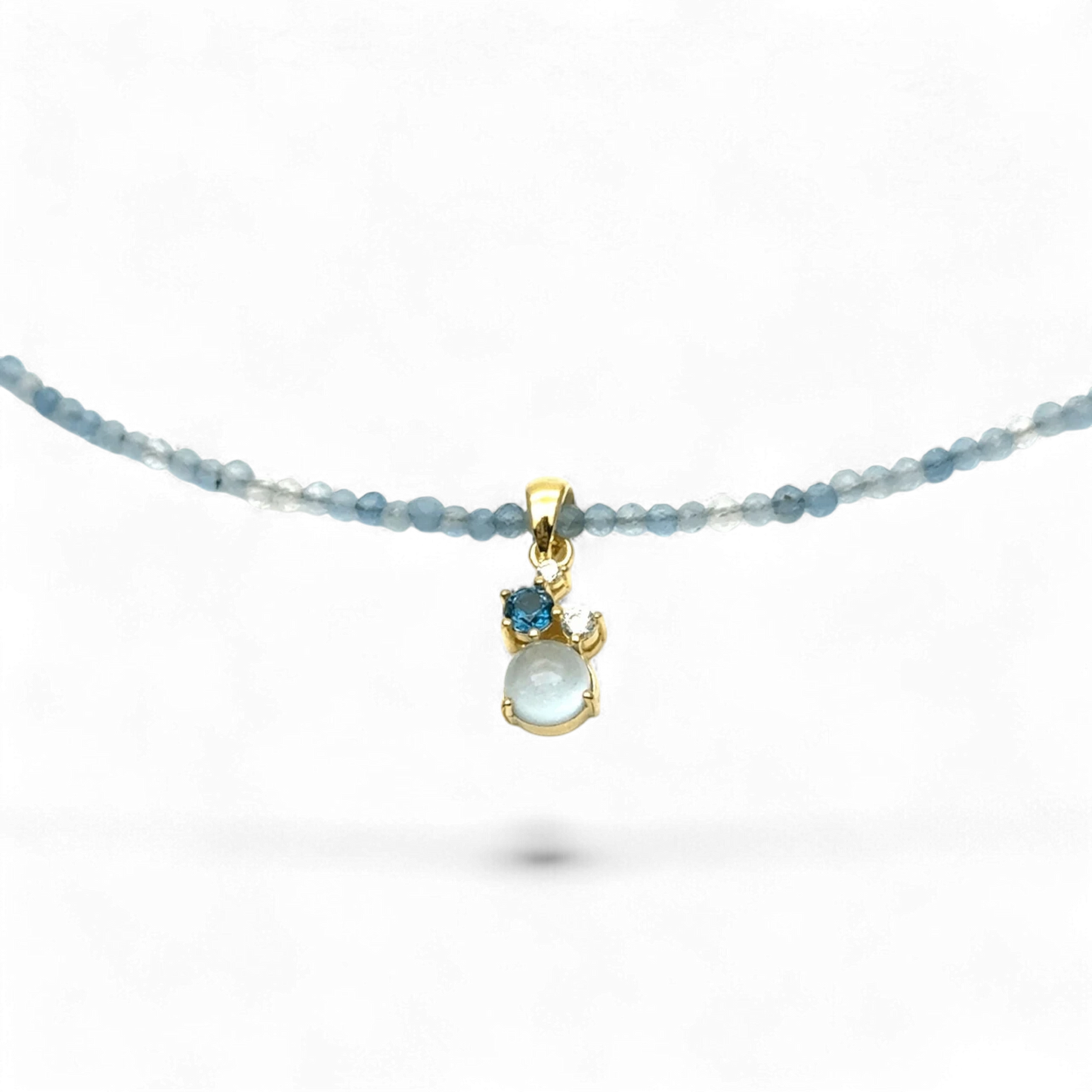 Yvette Ries Steinkette Topas Sky Blue Anhänger Bendixen-Braun – Dein Juwelier in Augsburg Schmuck