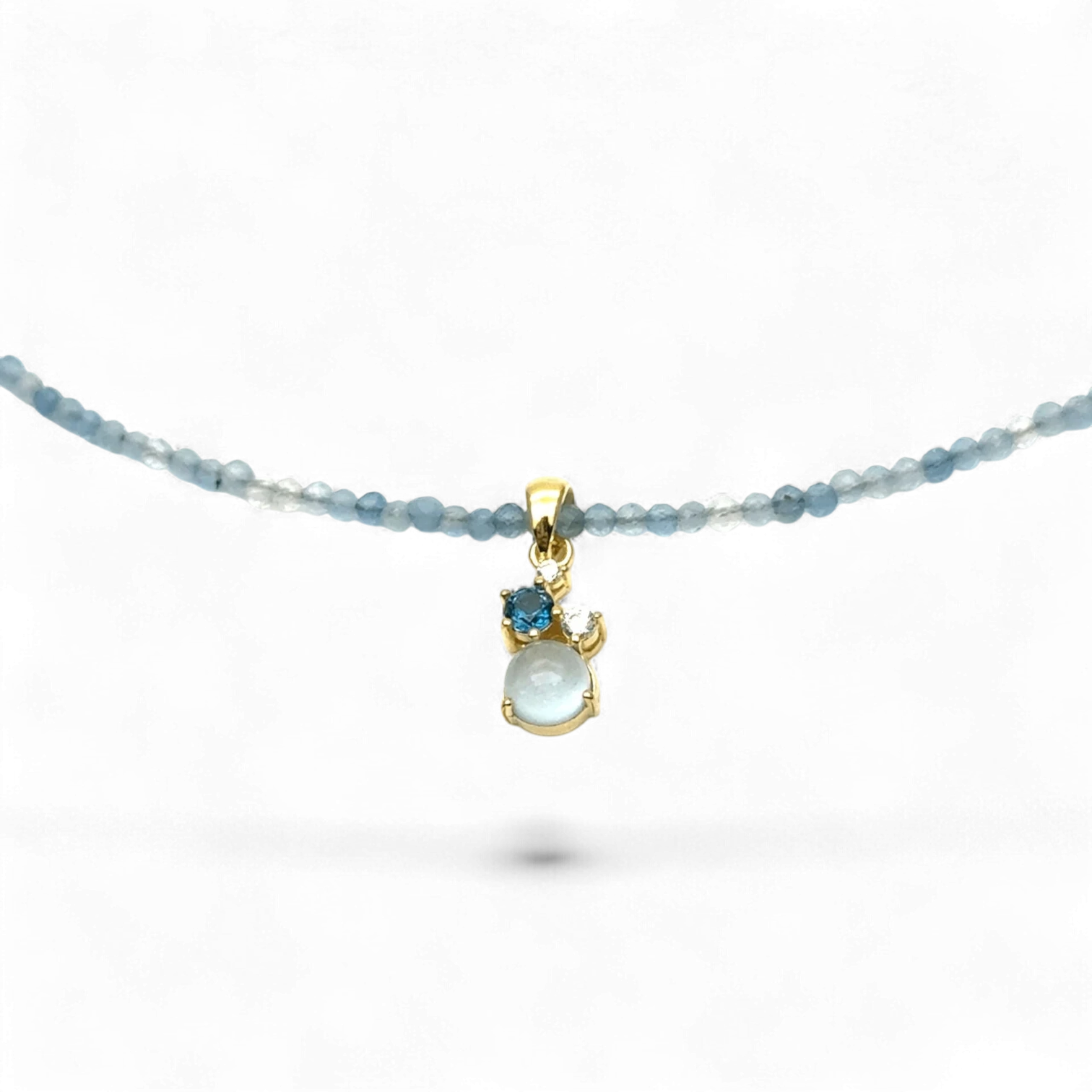 Yvette Ries Steinkette Topas Sky Blue Anhänger Bendixen-Braun – Dein Juwelier in Augsburg Schmuck