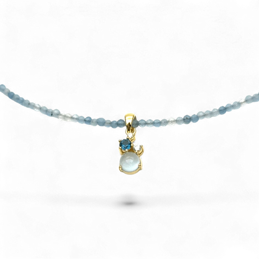 Yvette Ries Steinkette Topas Sky Blue Anhänger Bendixen-Braun – Dein Juwelier in Augsburg Schmuck
