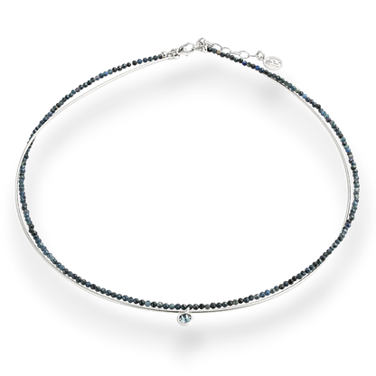 Yvette Ries Steinkette denim blue, Kette 925 zweifach – elegante Farbenvielfalt in stilvollem Design, bei Bendixen-Braun, Deinem Juwelier für Schmuck in Augsburg.