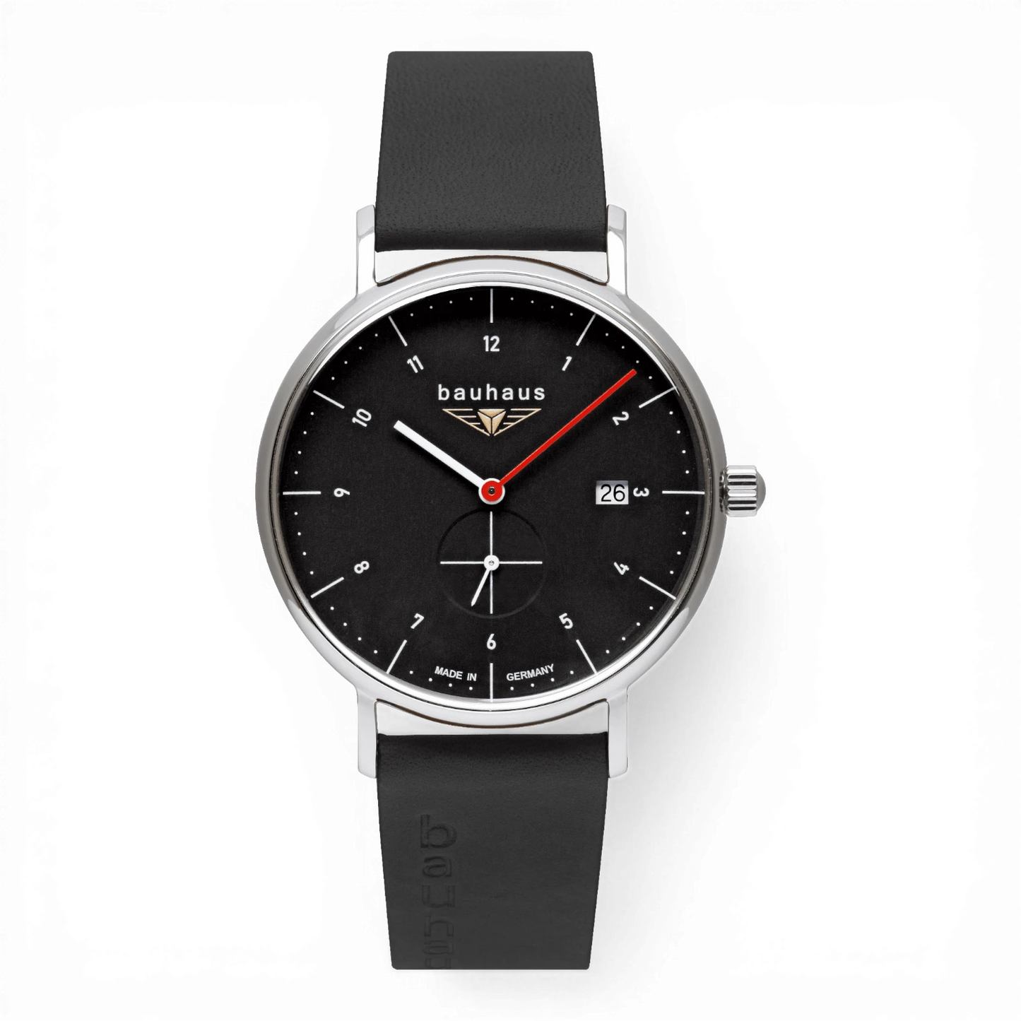 Bauhaus 2130-2 Herrenuhr Quarz kleine Sekunde Schwarz Bendixen-Braun – Dein Uhrenladen Augsburg Uhren