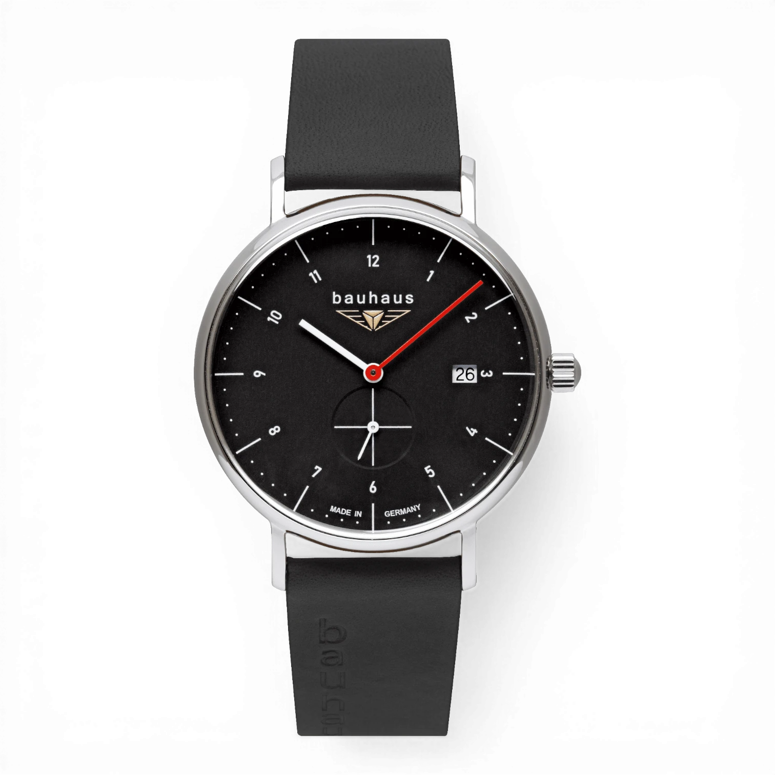Bauhaus 2130-2 Herrenuhr Quarz kleine Sekunde Schwarz Bendixen-Braun – Dein Uhrenladen Augsburg Uhren