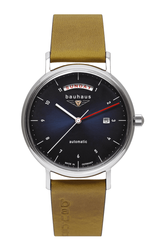 Bauhaus 2162-3 Herrenuhr Automatik Edelstahl mit Groß-Tag-Anzeige Bendixen-Braun – Dein Uhrengeschäft Augsburg Uhren