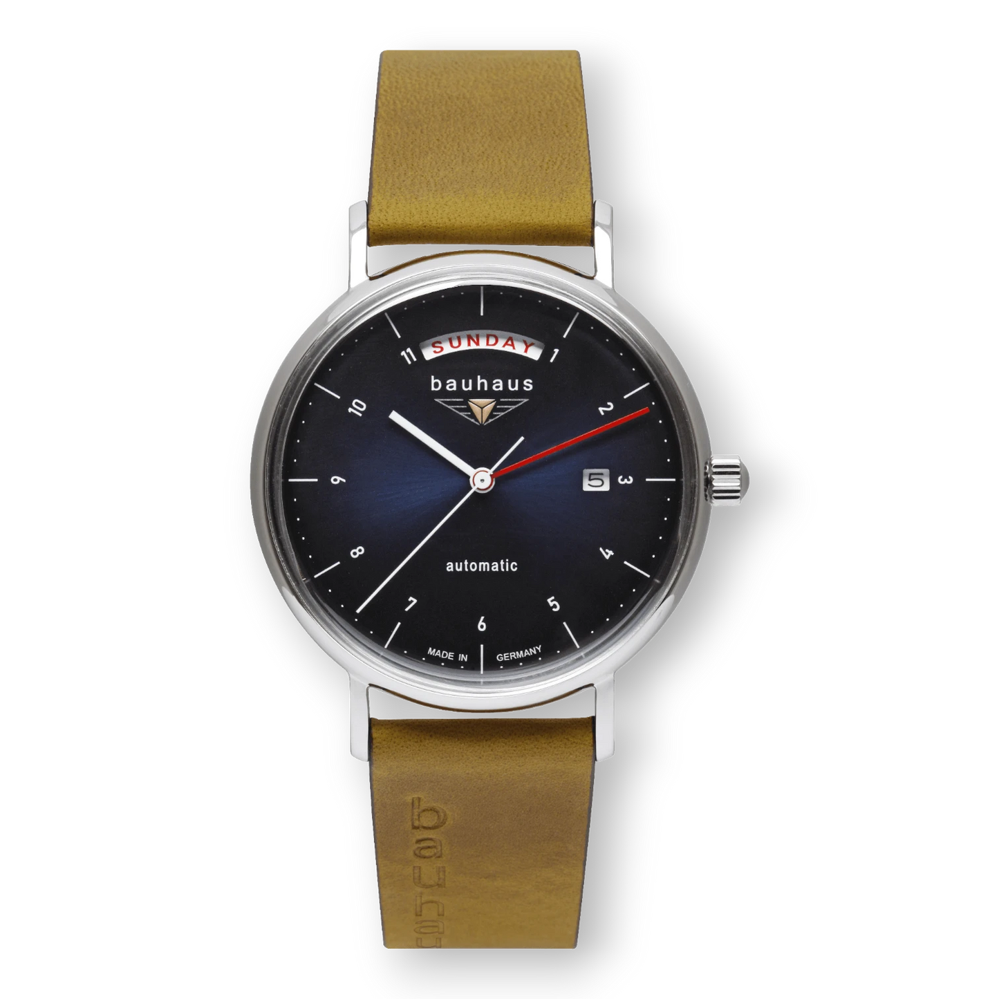 Bauhaus 2162-3 Herrenuhr Automatik Edelstahl mit Groß-Tag-Anzeige Bendixen-Braun – Dein Uhrengeschäft Augsburg Uhren