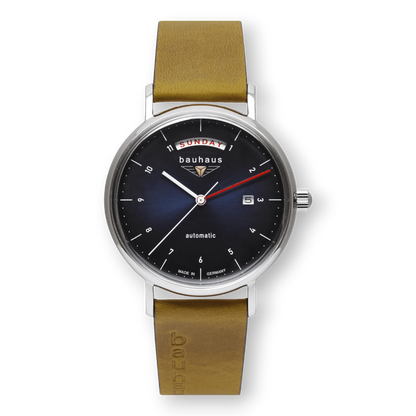 Bauhaus 2162-3 Herrenuhr Automatik Edelstahl mit Groß-Tag-Anzeige Bendixen-Braun – Dein Uhrengeschäft Augsburg Uhren