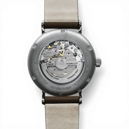 Bauhaus 2166-4 Herrenuhr Automatik mit Open Heart hinten Bendixen-Braun – Dein Uhrenladen Augsburg Uhren