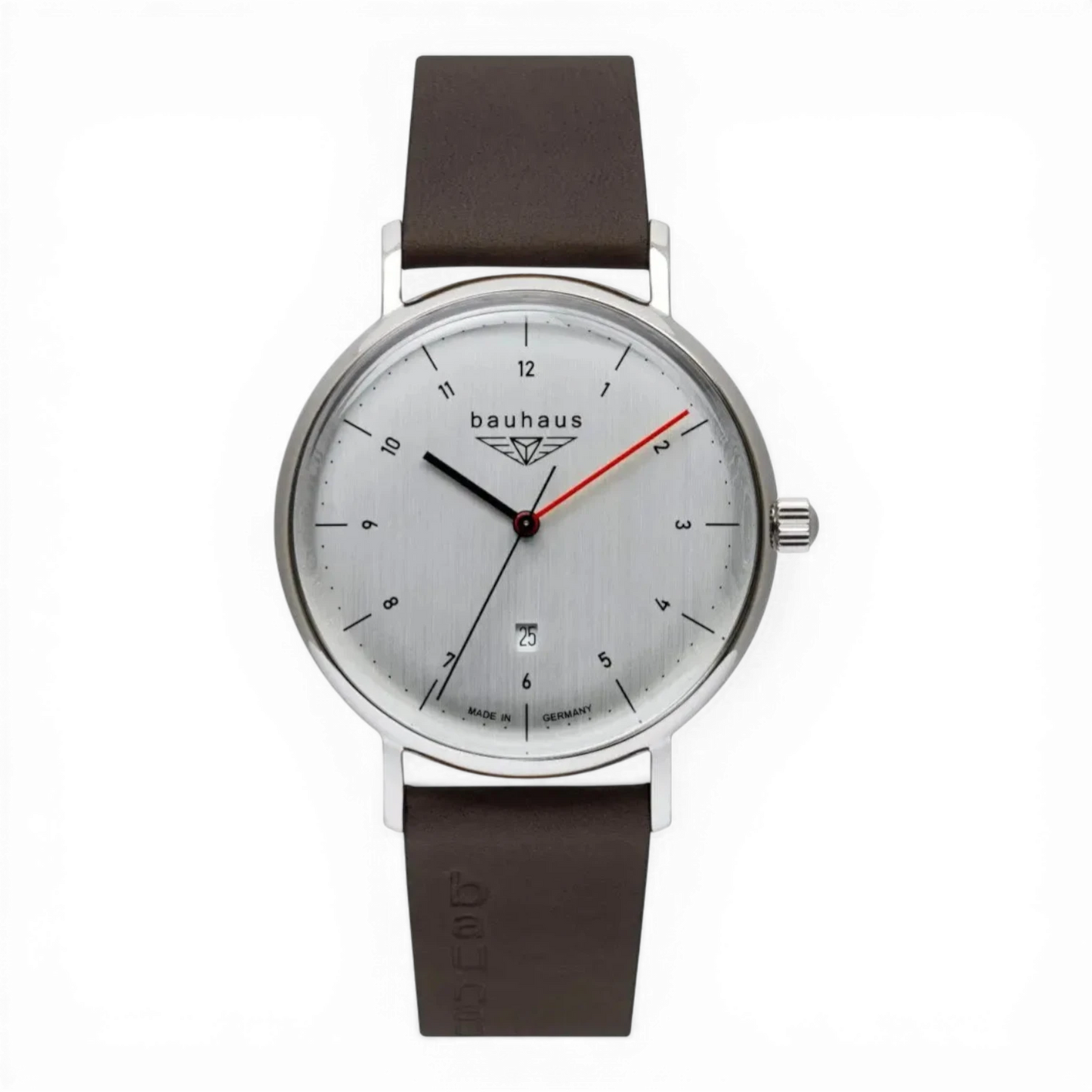 Bauhaus Herrenuhr-Quarz Silber mit Lederarmband.
