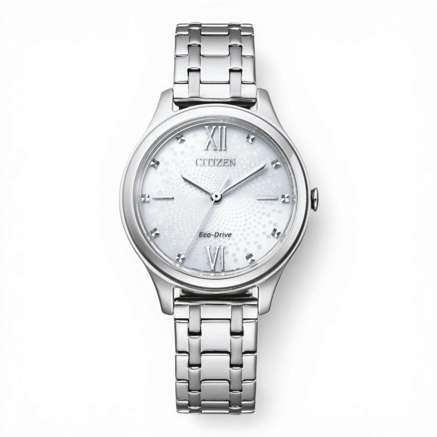 Citizen Solar-Damenuhr Edelstahl Quarz mit silbernem Zifferblatt und Eco-Drive-Technologie. Elegante Armbanduhr für Damen bei Bendixen-Braun.