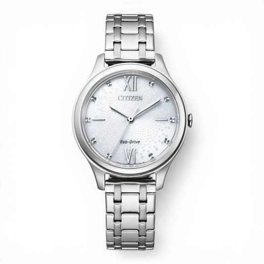 Citizen Solar-Damenuhr Edelstahl Quarz mit silbernem Zifferblatt und Eco-Drive-Technologie. Elegante Armbanduhr für Damen bei Bendixen-Braun.