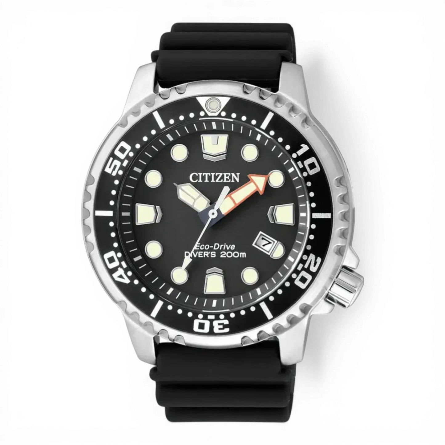 Citizen Herren-Solartaucheruhr Promaster Schwarz mit Edelstahlgehäuse und schwarzem Kautschukarmband. Perfekt für Taucher mit 200m Wasserdichtigkeit.