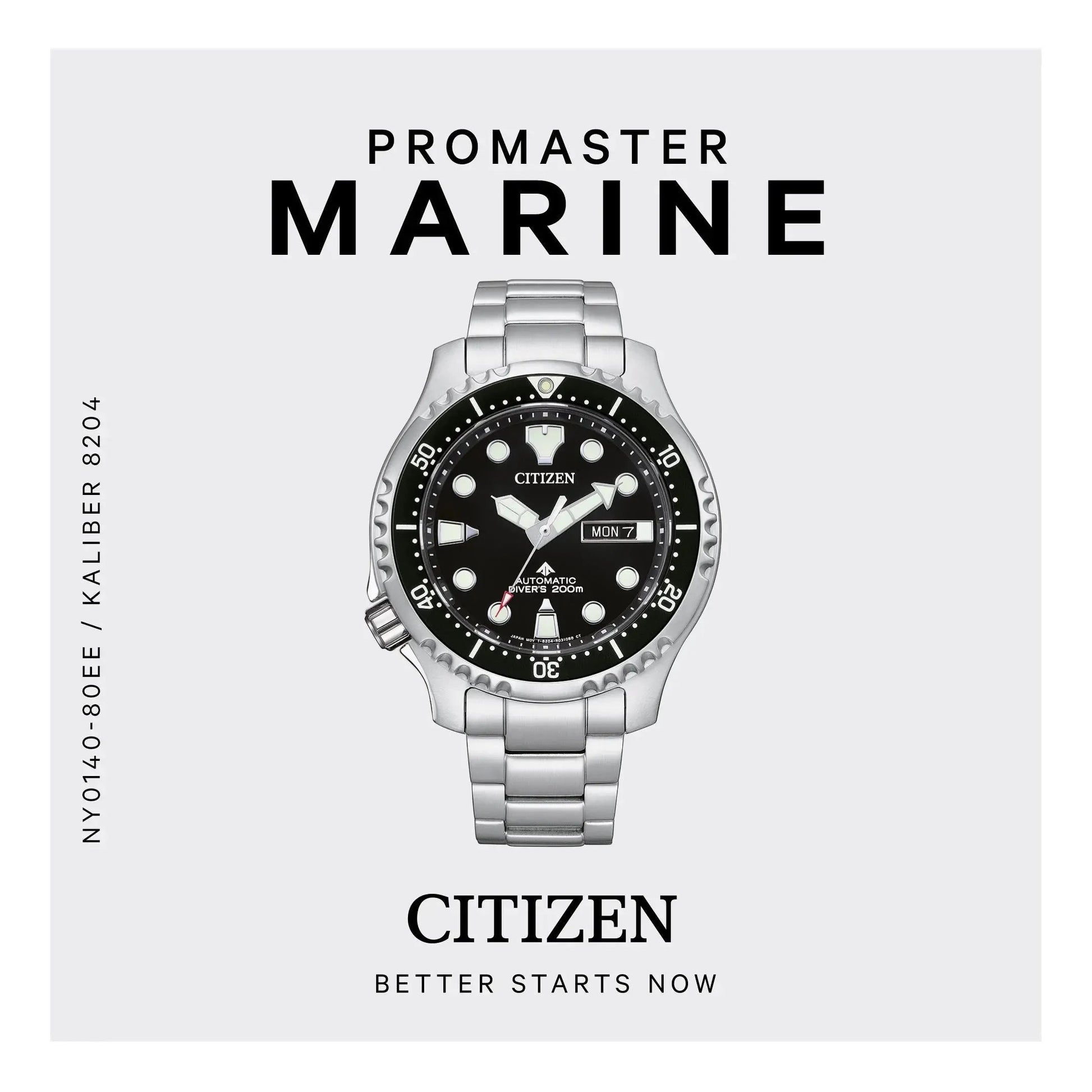 Werbebild der Citizen Herren-Automatikuhr Promaster Marine mit Modellnummer NY0140-80EE. Stilvolle und funktionale Taucheruhr für Herren.