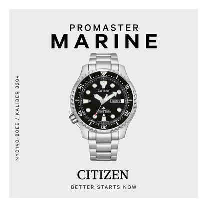 Werbebild der Citizen Herren-Automatikuhr Promaster Marine mit Modellnummer NY0140-80EE. Stilvolle und funktionale Taucheruhr für Herren.