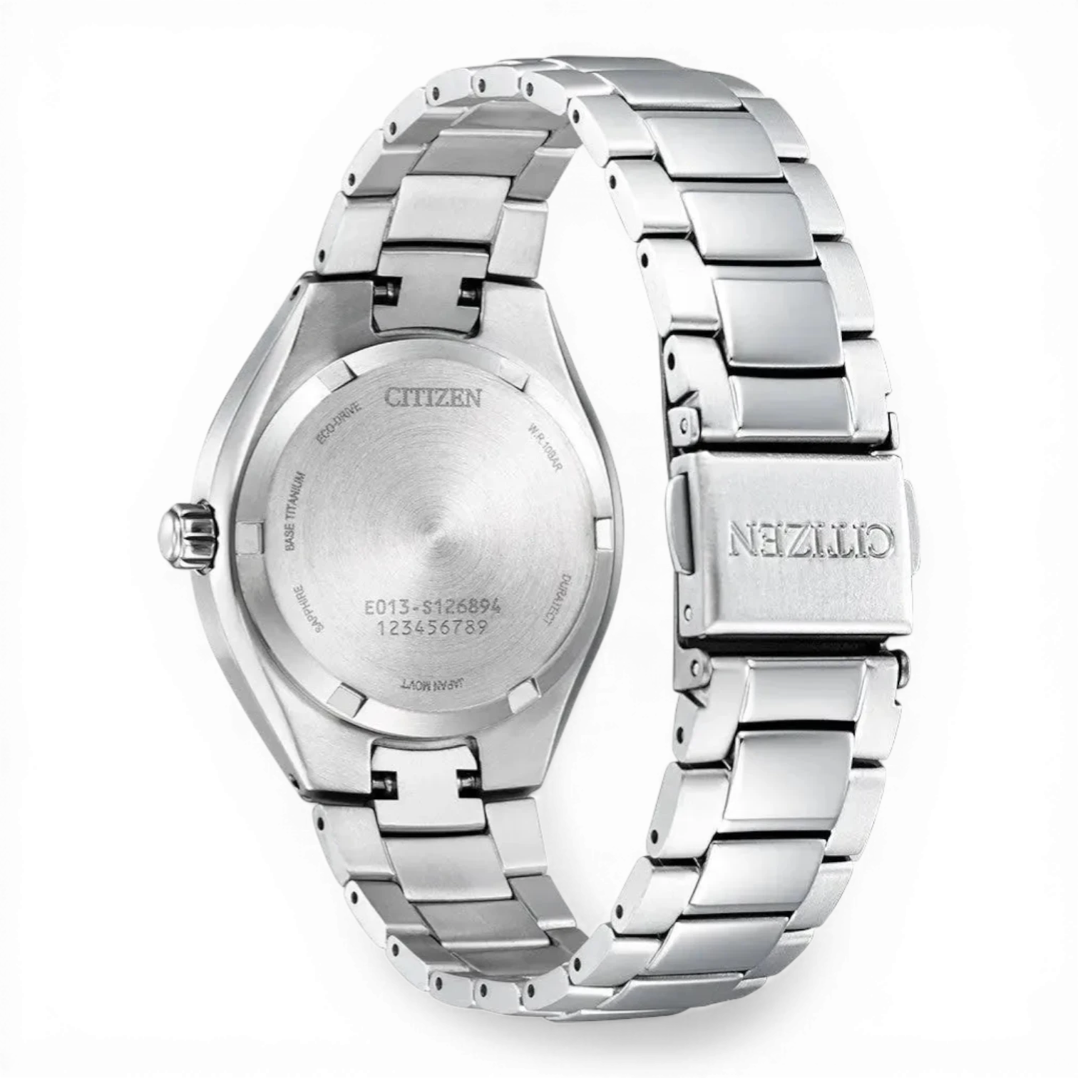 Bendixen-Braun Citizen women's solar-powered watch with white dial and Super Titanium bracelet. Features Eco-Drive and sapphire crystal.